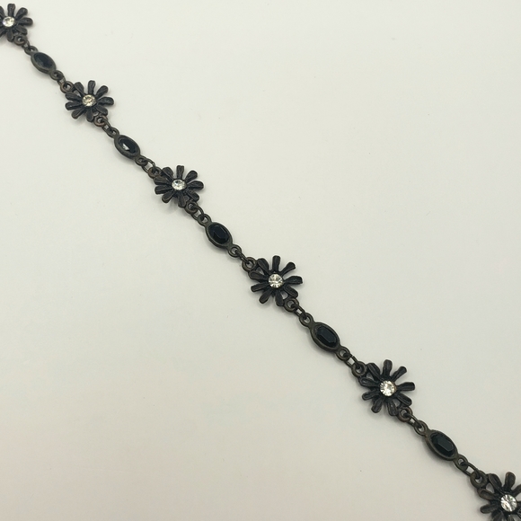 Vintage Dainty Daisy With Rhinestone Center Brownish Bronze Metal 8.5" long - Picture 8 of 9